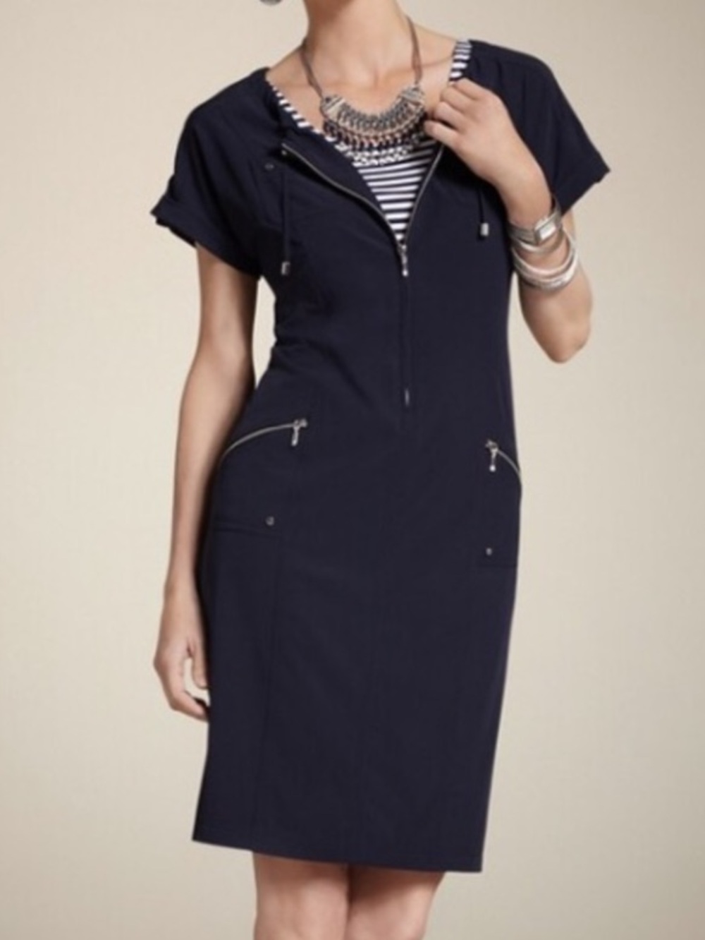 Chico’s Zenergy Neema Dakota Dress Navy Sz 0 US 6 PERFECT